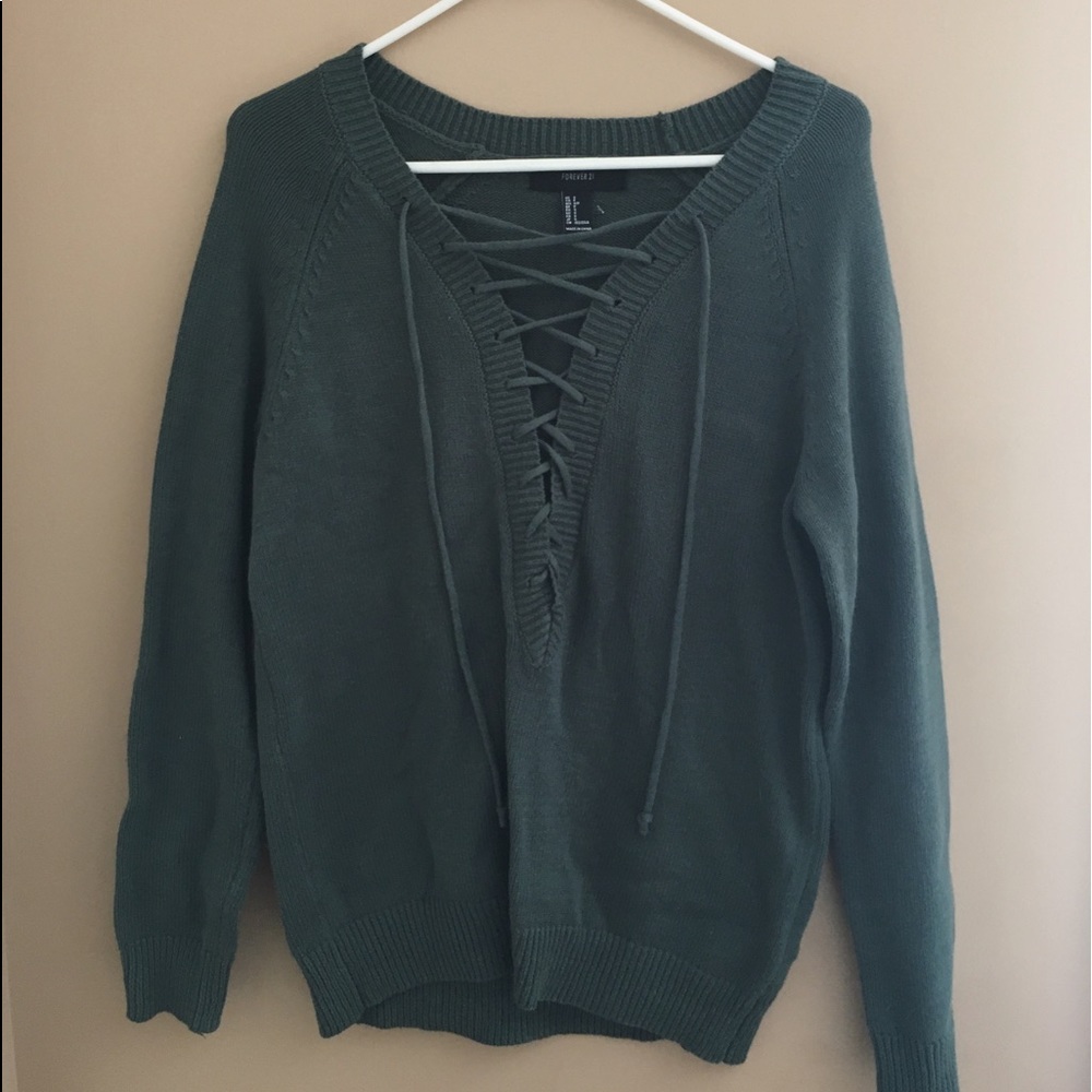 Forest Green Criss Cross Sweater